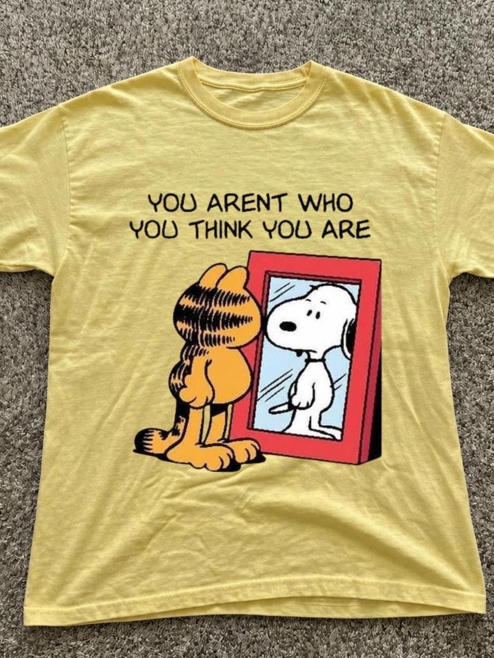 Gildan Yellow Garfield & Snoopy Graphic Tee